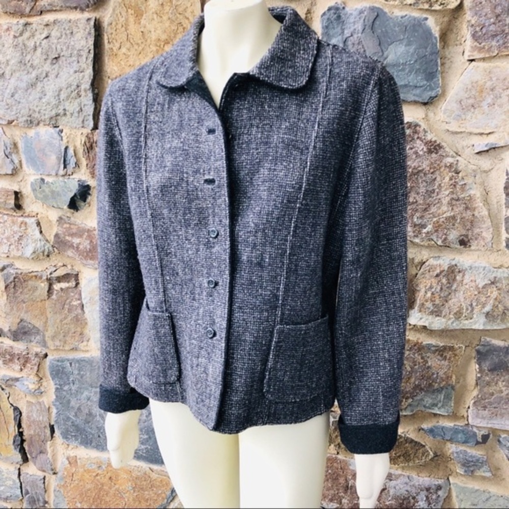 Pendleton Gray Textured Wool Blend Button-Up Jacket